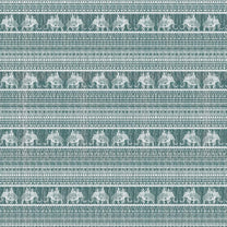 Green Fabric Look with Elephants Indian Wallpaper