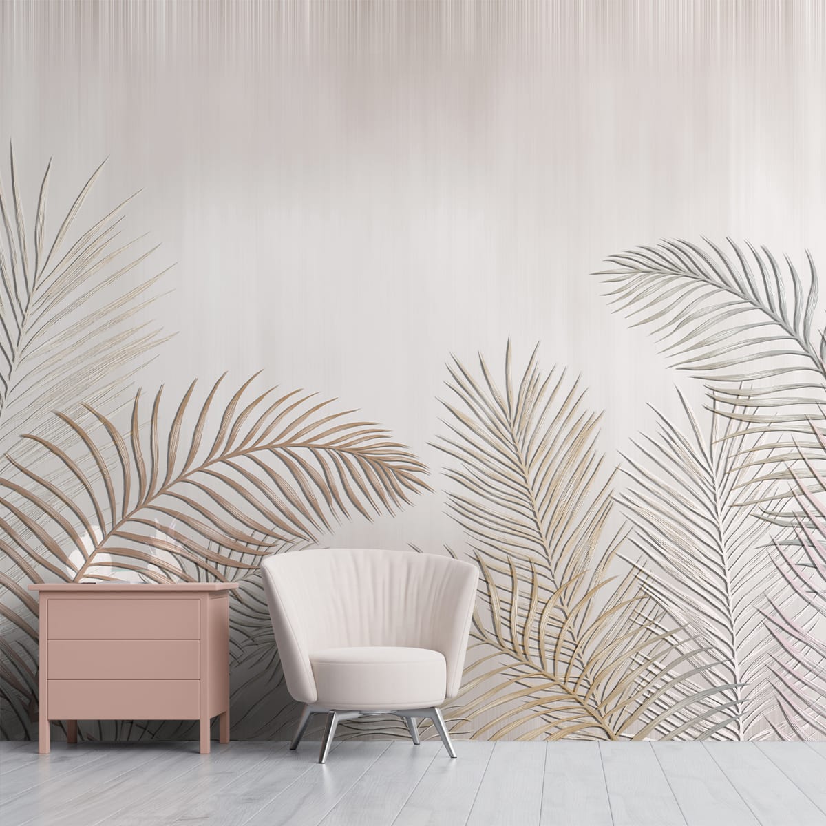 Tropical Leaves in Subtle Background Wallpaper Design