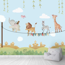 Marching Animals on Rope Theme for Kids Room, Customised