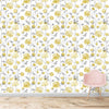 Gelbe Blumentapete, maßgeschneidert für Wände