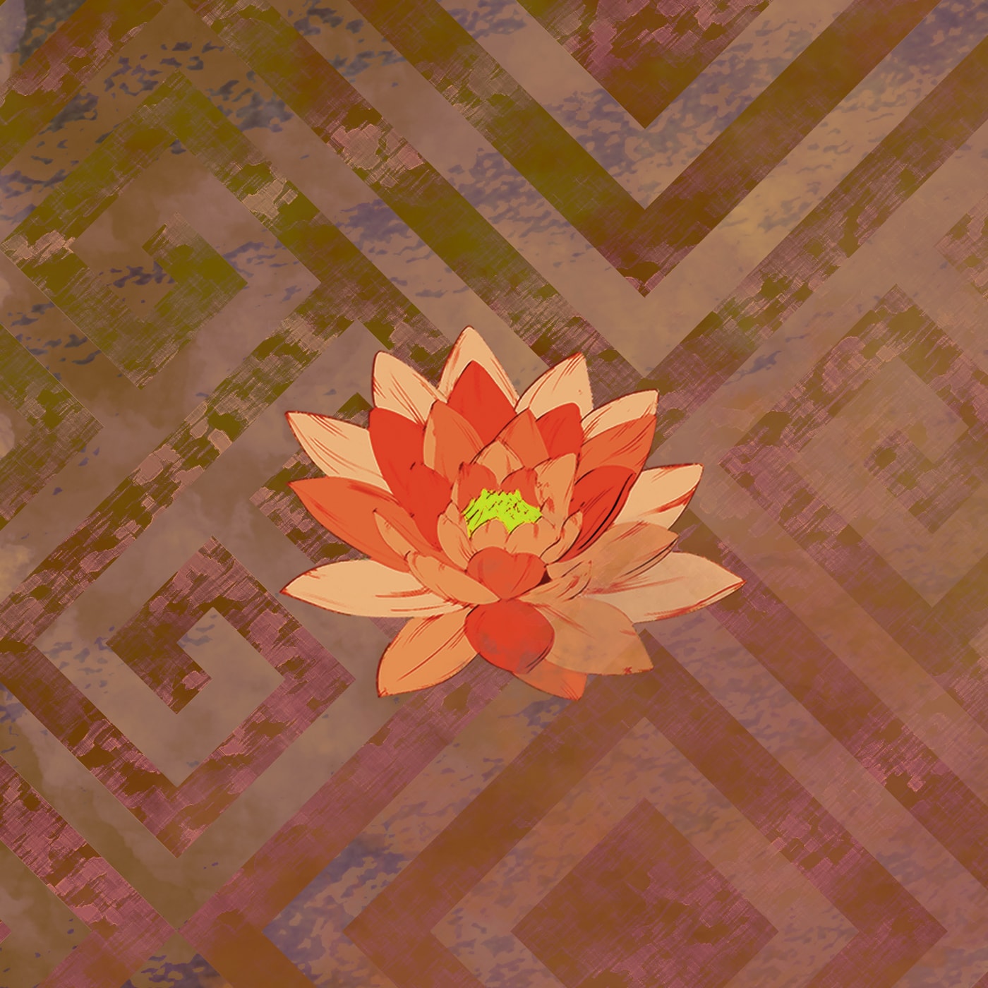 Abstract Lotus Repeat Print Wallpaper for Rooms