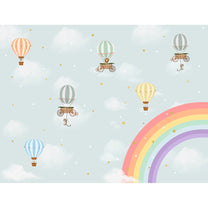 Rainbow & Hot Air Balloons Themes Children Room Wall Designs, Custom Wallpaper