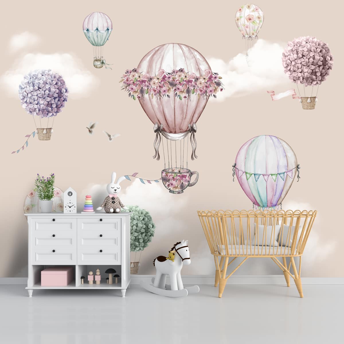 Beautiful Floral Decoration Hot Air Balloons Wallpaper | Life n Colors