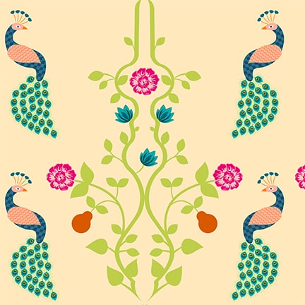 Beautiful Peacock Repeat Pattern Wallpaper