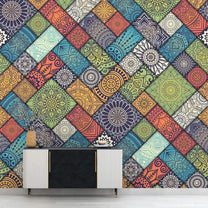 Colourful Moroccan Tiles Themed Wallpaper, Customised
