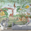 Papier peint mignon animaux de la jungle maman et enfants pour enfants, personnalisé