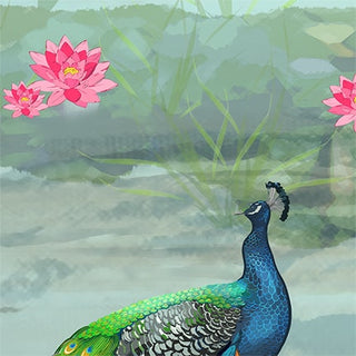 Nature Inspired Indian Design with Swans and Peacock