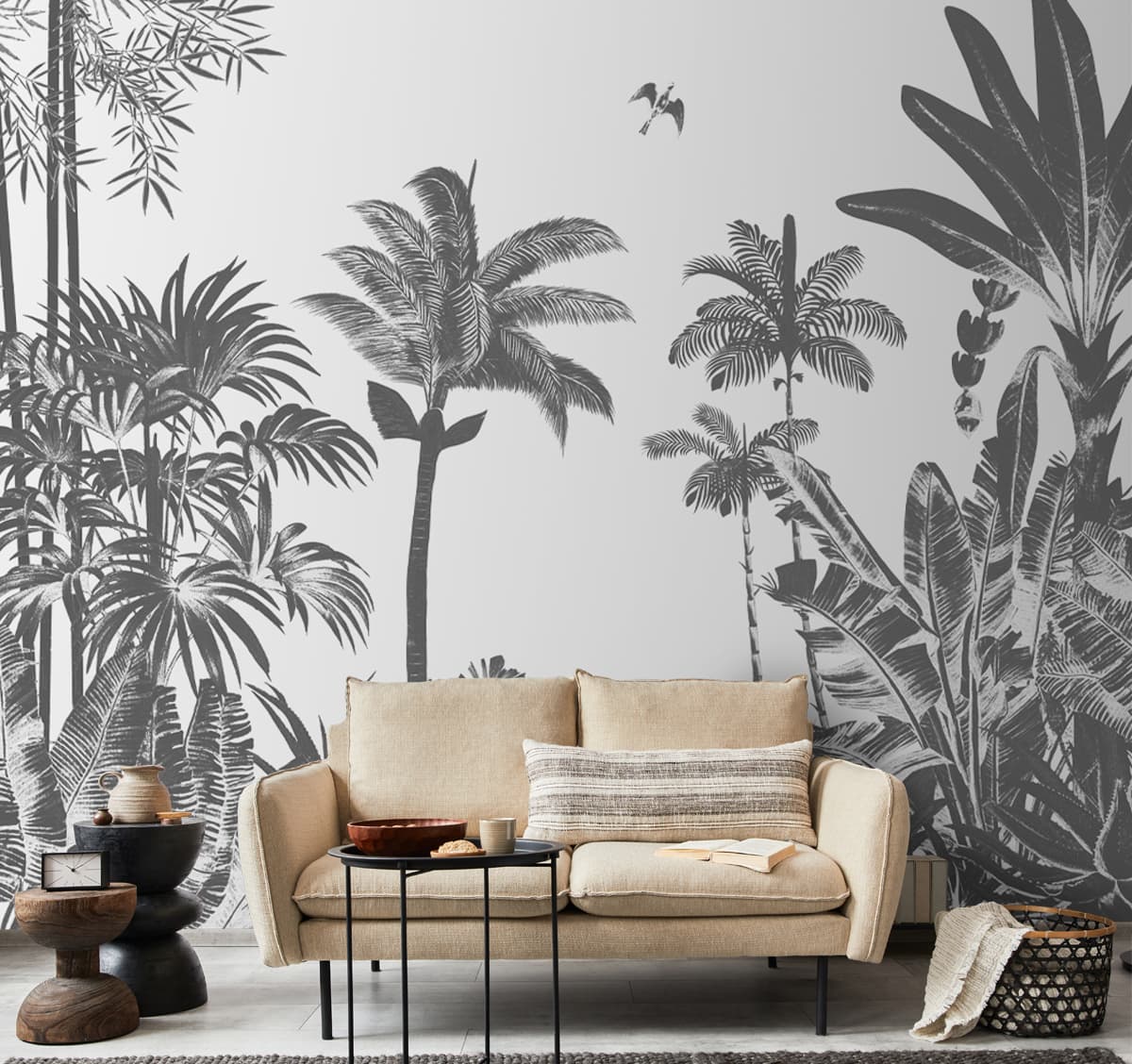 Tropical Monochrome, Room Wallpaper | Life n Colors