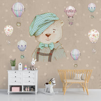 Cute Teddy Wall Mural for Kids Room, Customised for Homes