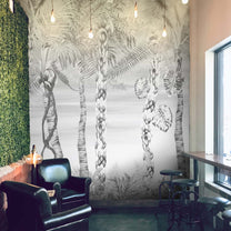 Ehsaas, Grisaille Foliage Wallpaper, Customised