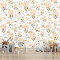 Floral Hot Air Balloon Wallpaper, Customised