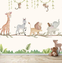 Marching Animals on Branches Theme for Kids Room