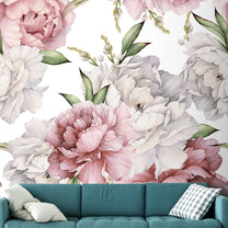 Big Flowers with Watercolor Effect, Mural for Room, Customised