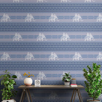 Customised Fabric Look Wallpaper, Blue