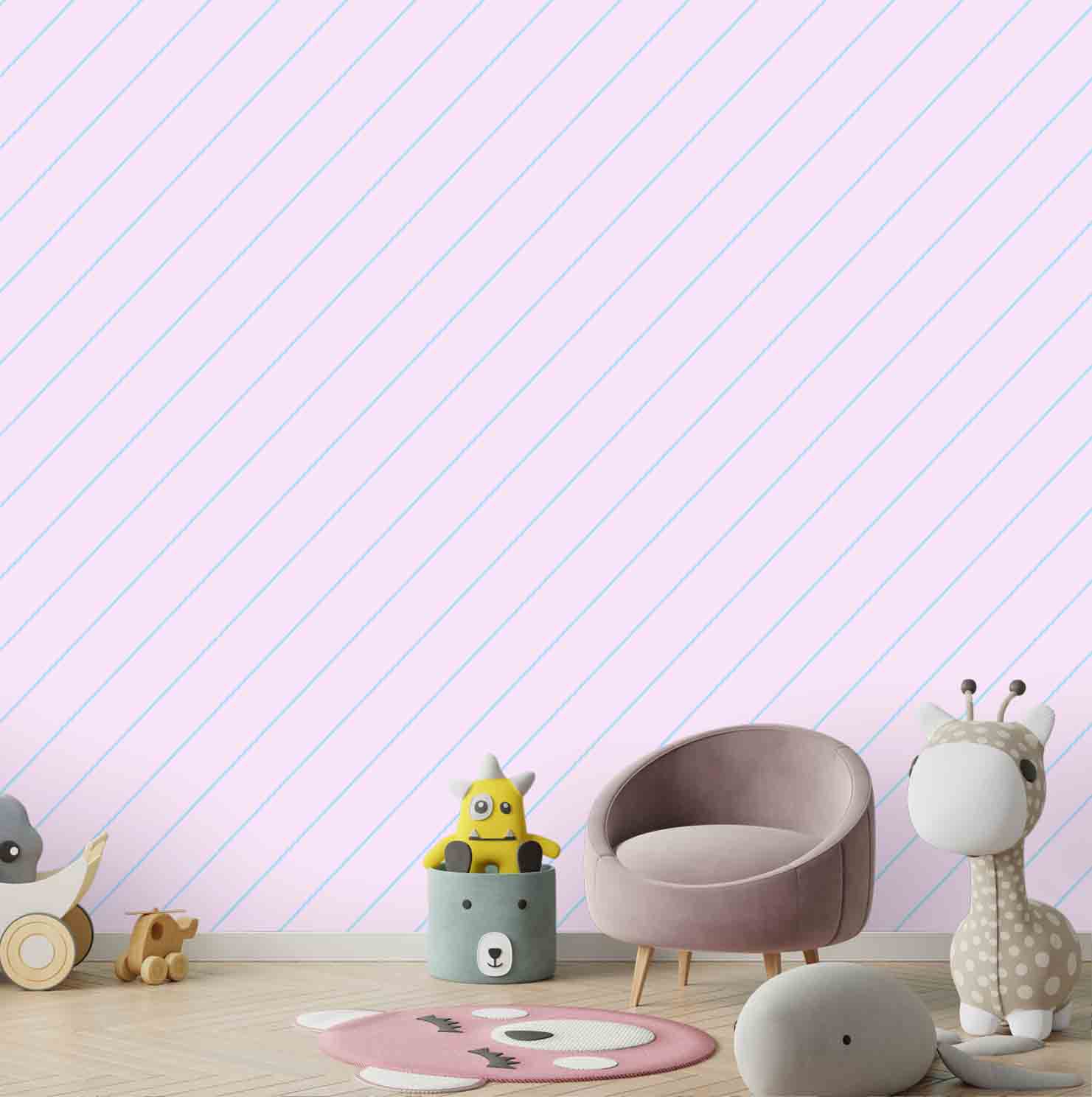Pink and Blue Geometric Wallpaper for Kids Walls