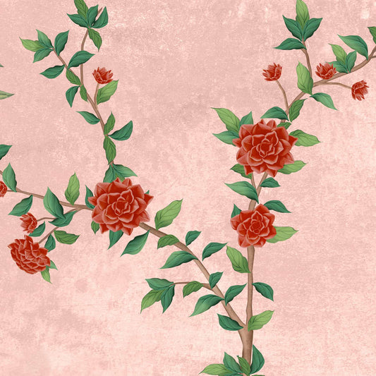 Gulbiya, Pink Chinoiserie Wallpaper, Sukoon Collection, Customised
