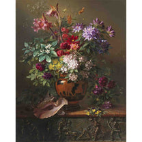 3D Look Flower Vase Painting Wallpaper, Customised