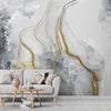 3D Look Grey & Gold Marble Customised Wallpaper