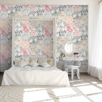 Floral & Geometric Fusion, Customised Wallpaper for Walls