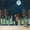 Dschungelthema-Riesenbär, Nachtlandschaft mit glitzernden Sternen, Wandbild für Kinderzimmer, individuell gestaltet