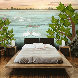 Nature Inspired Indian Design with Swans and Peacock