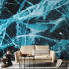 Schwarzes und blaues Marmordesign, maßgeschneiderte abstrakte Tapete für Räume