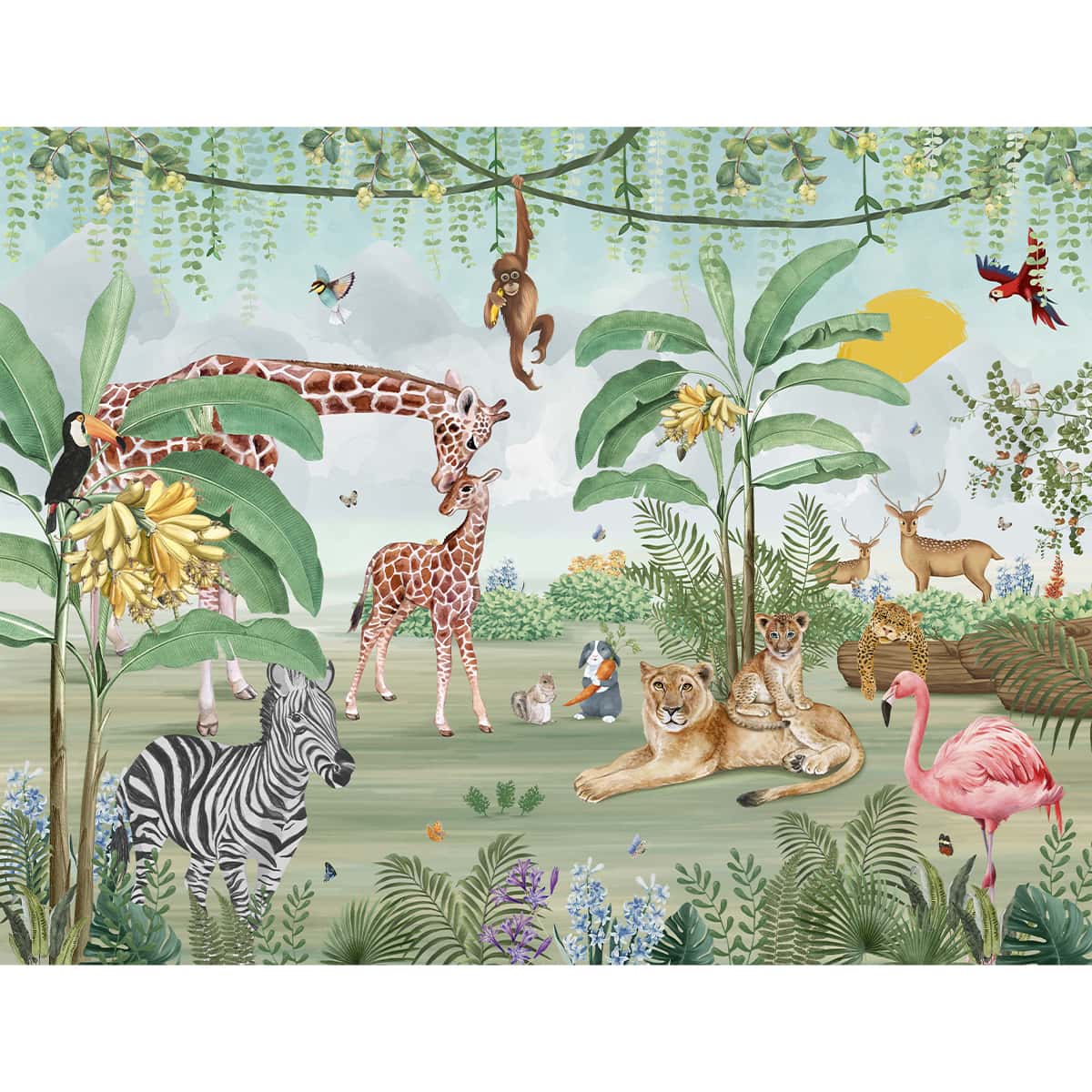 Transform Your Kid's Room with a Custom Jungle Theme Animals Wallpaper –  Paper Plane Design