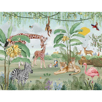Cute Jungle Animals Mama and Kids Wallpaper for Kids, Customised