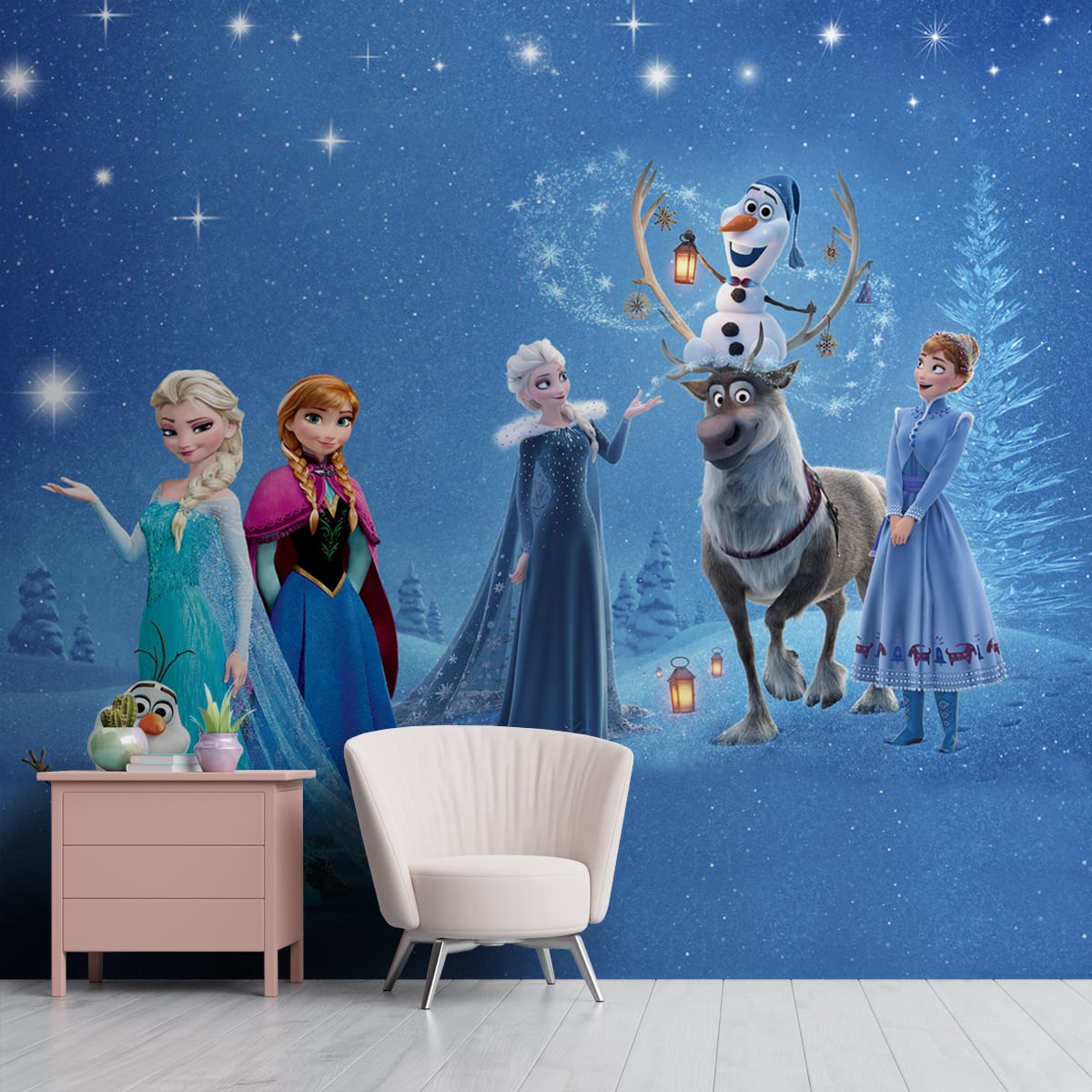 Cute Frozen Movie Wall Mural, Customised for Kids Room