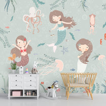 Cute Mermaids Wall Mural for Kids Room