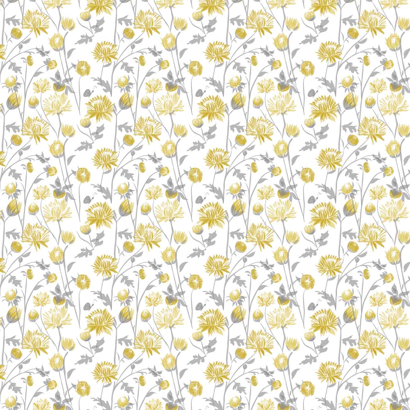Yellow Floral Wallpaper, Custom Made for Walls
