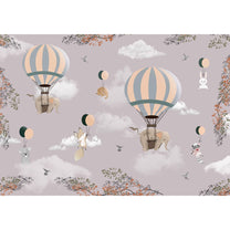 Flying Animals on Hot Air Balloons Wallpaper Design for Kids, Customised