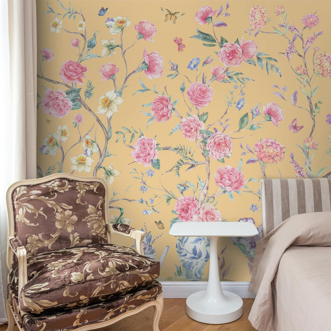 Oriental Yellow Chinoiserie Wallpaper for Walls Life n Colors