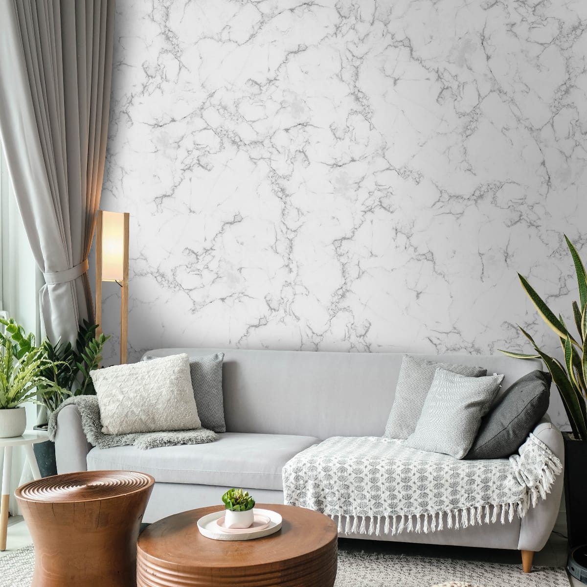 White and Grey Marble Design Wallpaper for Rooms