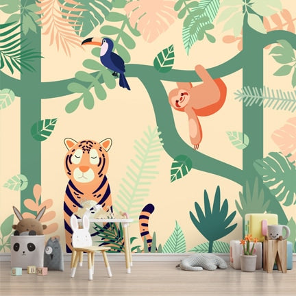 Jungle Theme Tiger Wallpaper