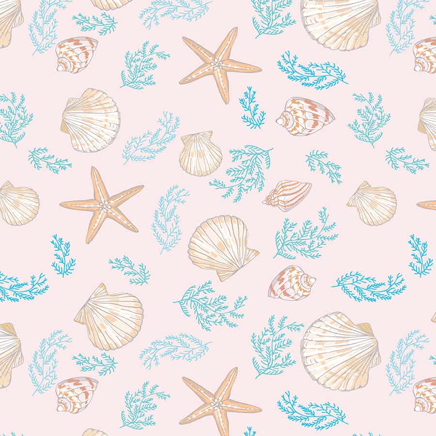 Aquatic Theme Wallpaper with Sea Shells and Starfish | Life n Colors