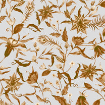 Vintage Seamless Floral & Leaves Pattern, Brown Wallpaper