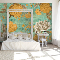 Indian Hand Painted Look Floral Design Wallpaper