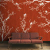 Red & White Chinoiserie Design Wallpaper