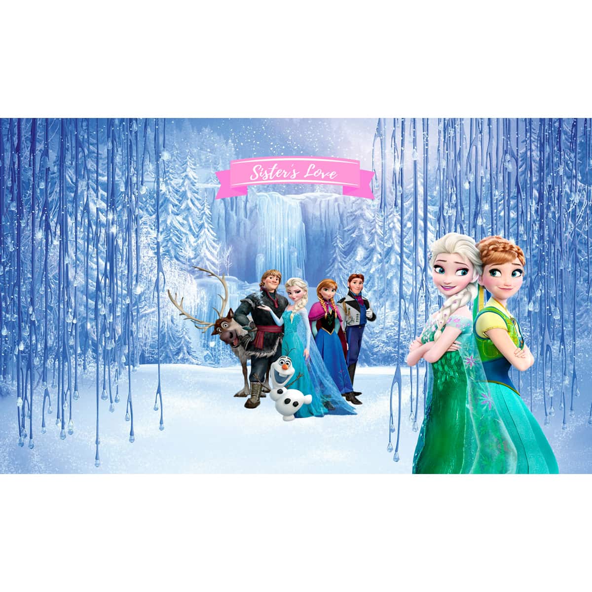Colorful Anna and Elsa Wallpaper for Kids Room
