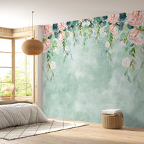 Water Color Look Hanging Floral Wallpaper for Bedrooms