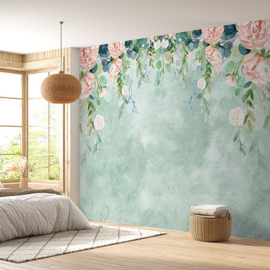 Pink Large Floral Print Wallpaper for Rooms