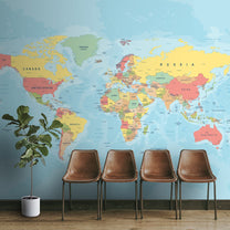 Wall Size Political World Map Wallpaper
