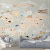 Pastel Kids Bedroom Wall Size Wallpaper of World Map