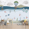 Papier peint mignon de chambre d’enfants d’animaux marins, effets de couleur d’eau pastel, personnalisé