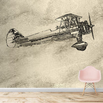 Vintage Sketch Look Glider Design Wallpaper, Customised