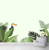 Papier peint pour murs à thèmes de feuilles et d'oiseaux tropicaux