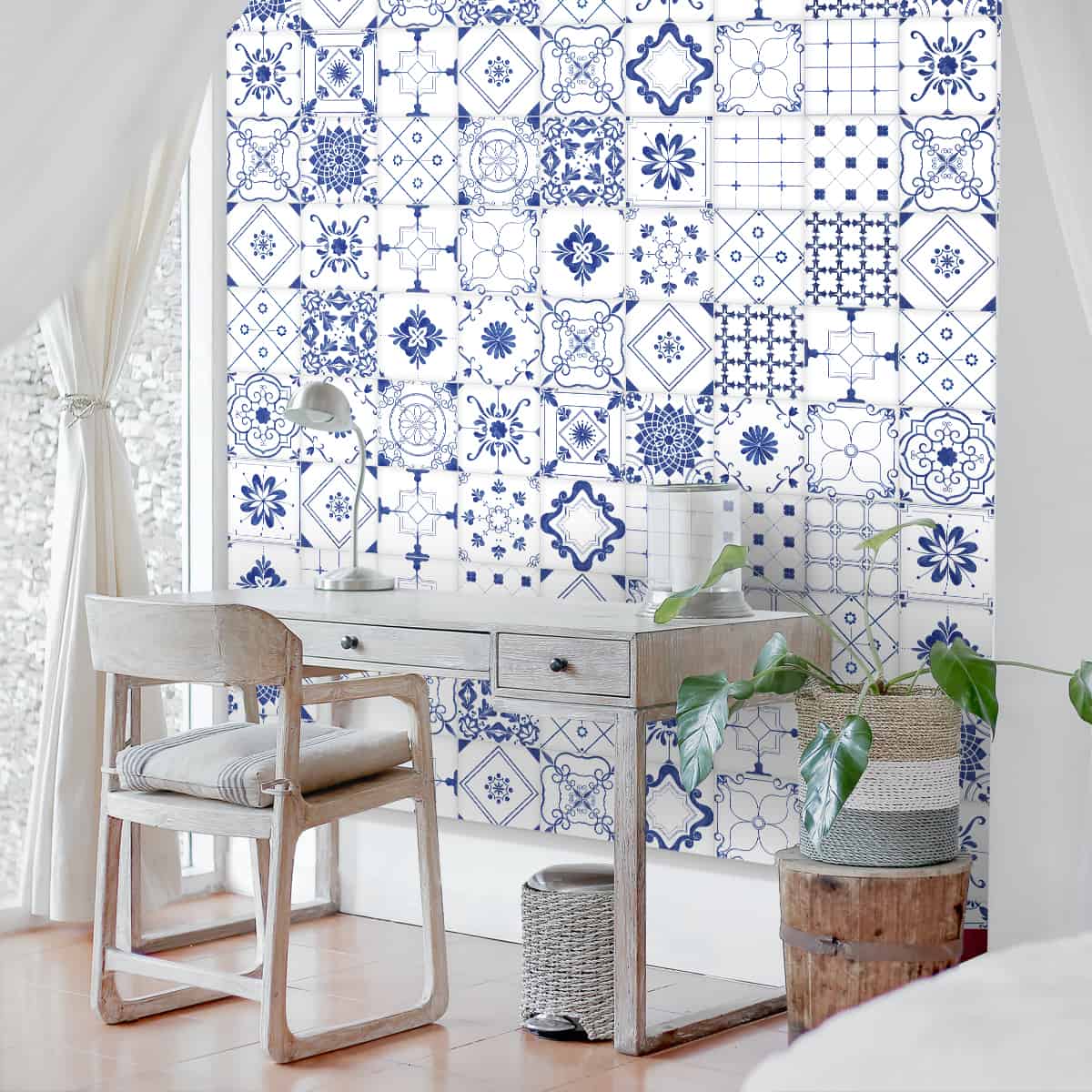 Moroccan Beauty, Blue & White Tiles Wallpaper