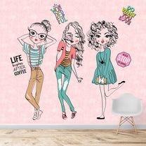 Fancy Fashion Girls Wallpaper for Kids Room