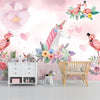 Papier peint licorne pour chambres de filles, thème aquarelle, rose